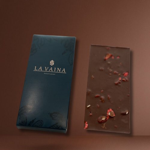 Tablette chocolat noir 72% pur Venezuela Pralines rouges